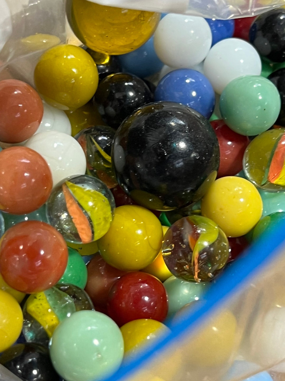 Colored Glass Marbles, Vintage Game Collectible Pieces, Cat Eye