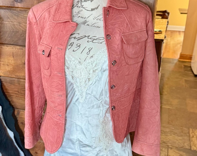 Leather Sheep Skin Jacket Coral Lahaier Casual Women's Fashion Embossed