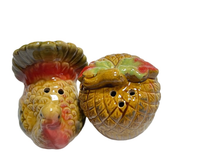 Thanksgiving Turkey Salt and Pepper Shaker Set, Autumn Kitchen Table Decoration