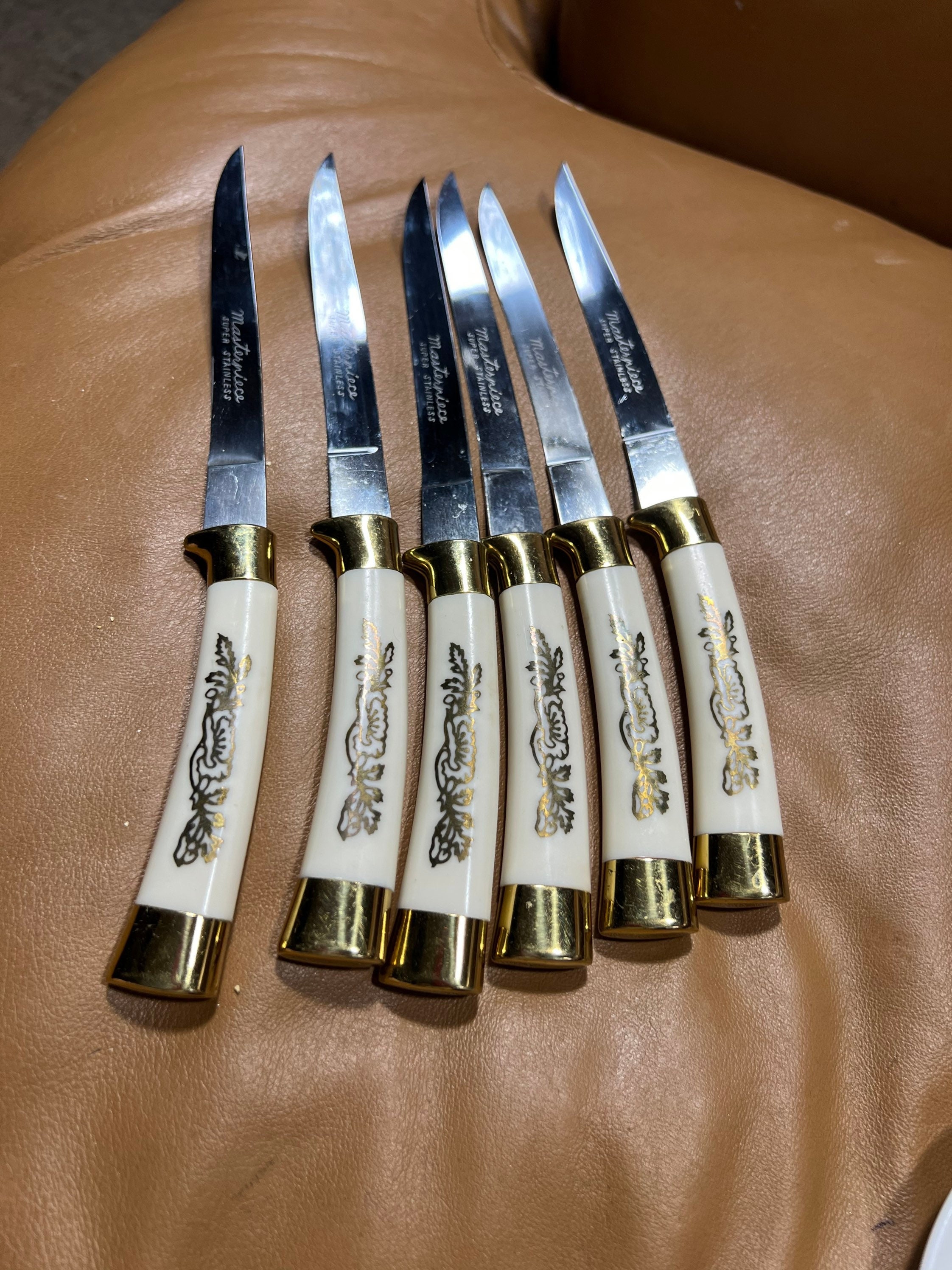2 X Sets of Four 8 Reed & Barton Golden Jubilee Steak Knives Stainless  Steel 24k for sale online