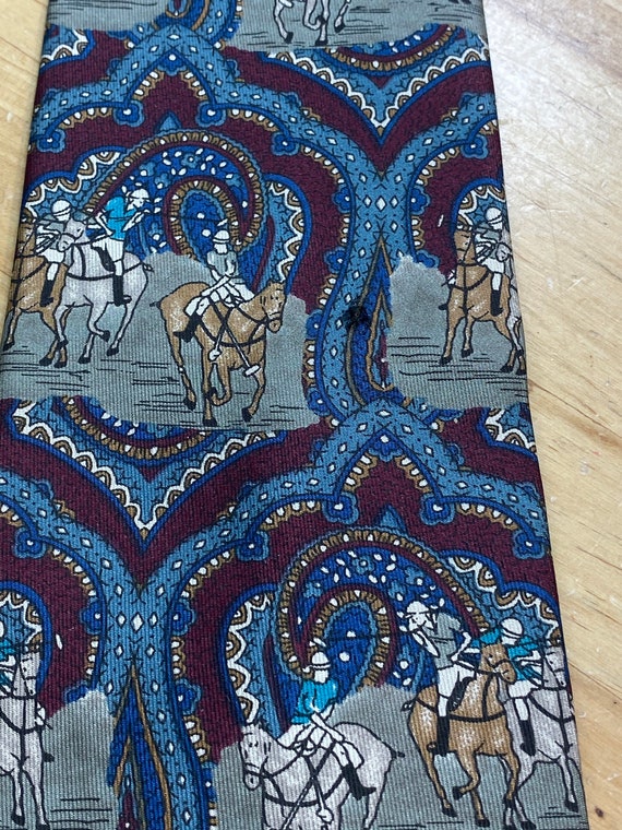 Silk Necktie English Fox Hunt, Vintage Pierre Car… - image 3