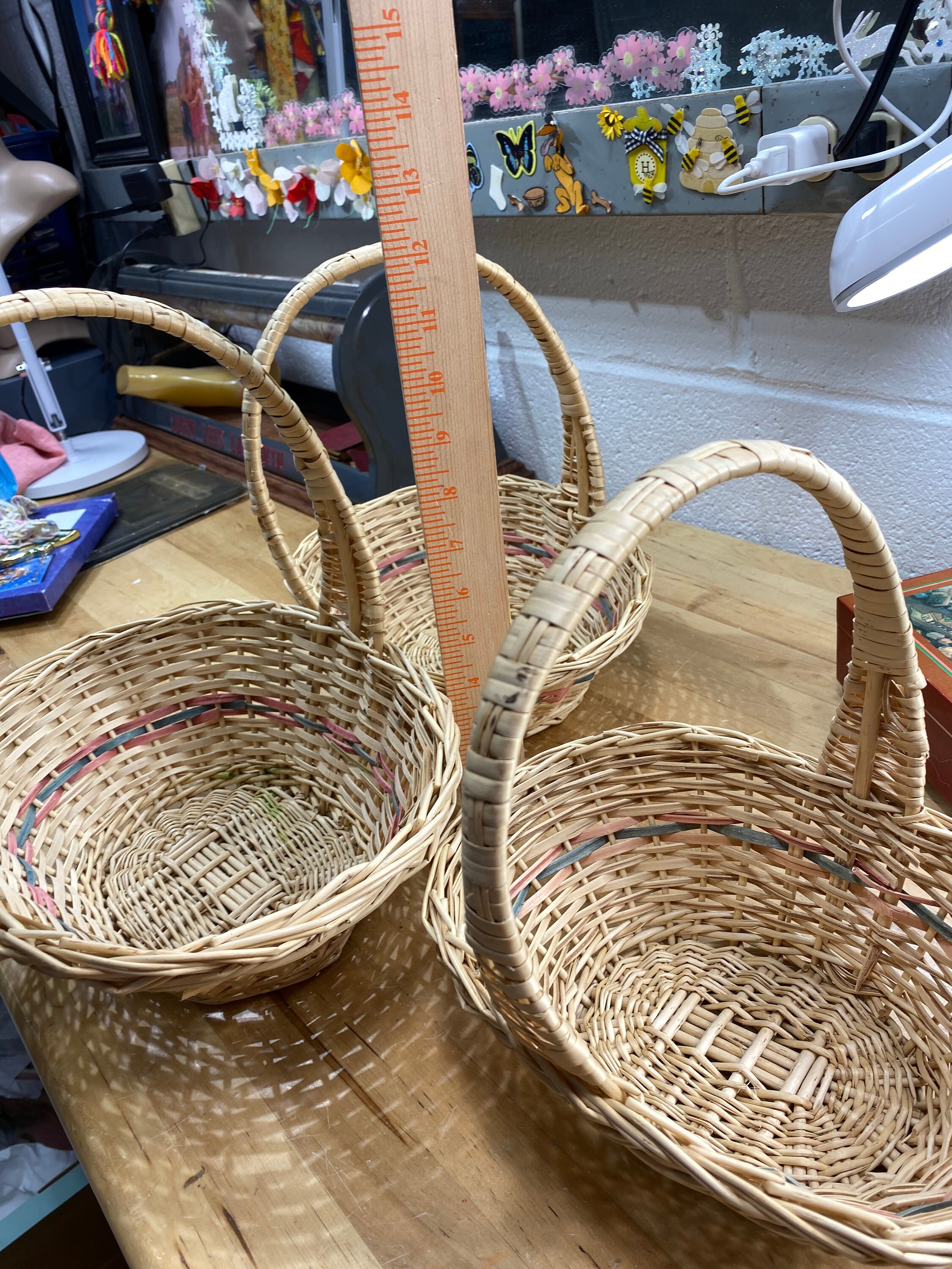 Wicker Easter Basket Set Of 3, Stackable Baskets