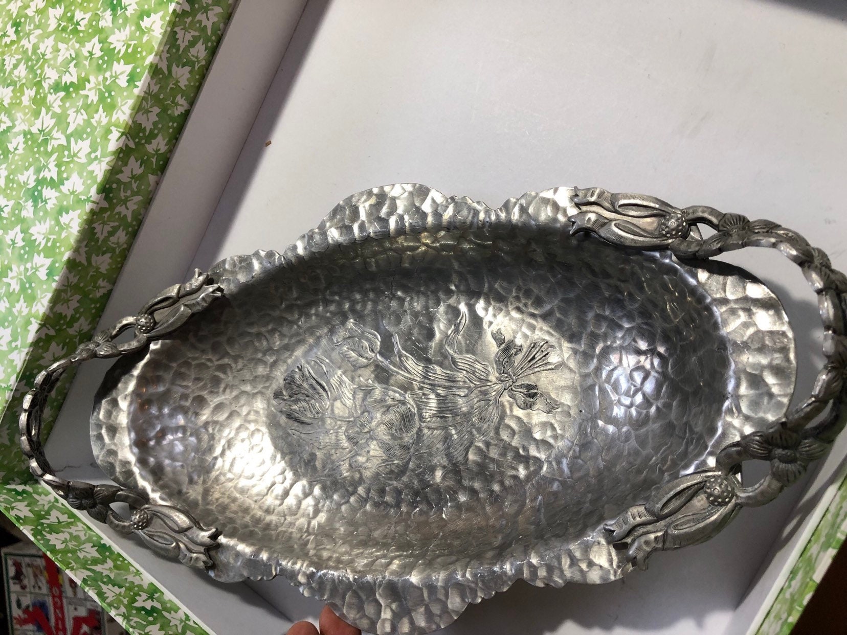 Reserved Aluminum Tulip Serving Tray Hand Wrought Creations By Rodney Kent 404 Mid Century Design