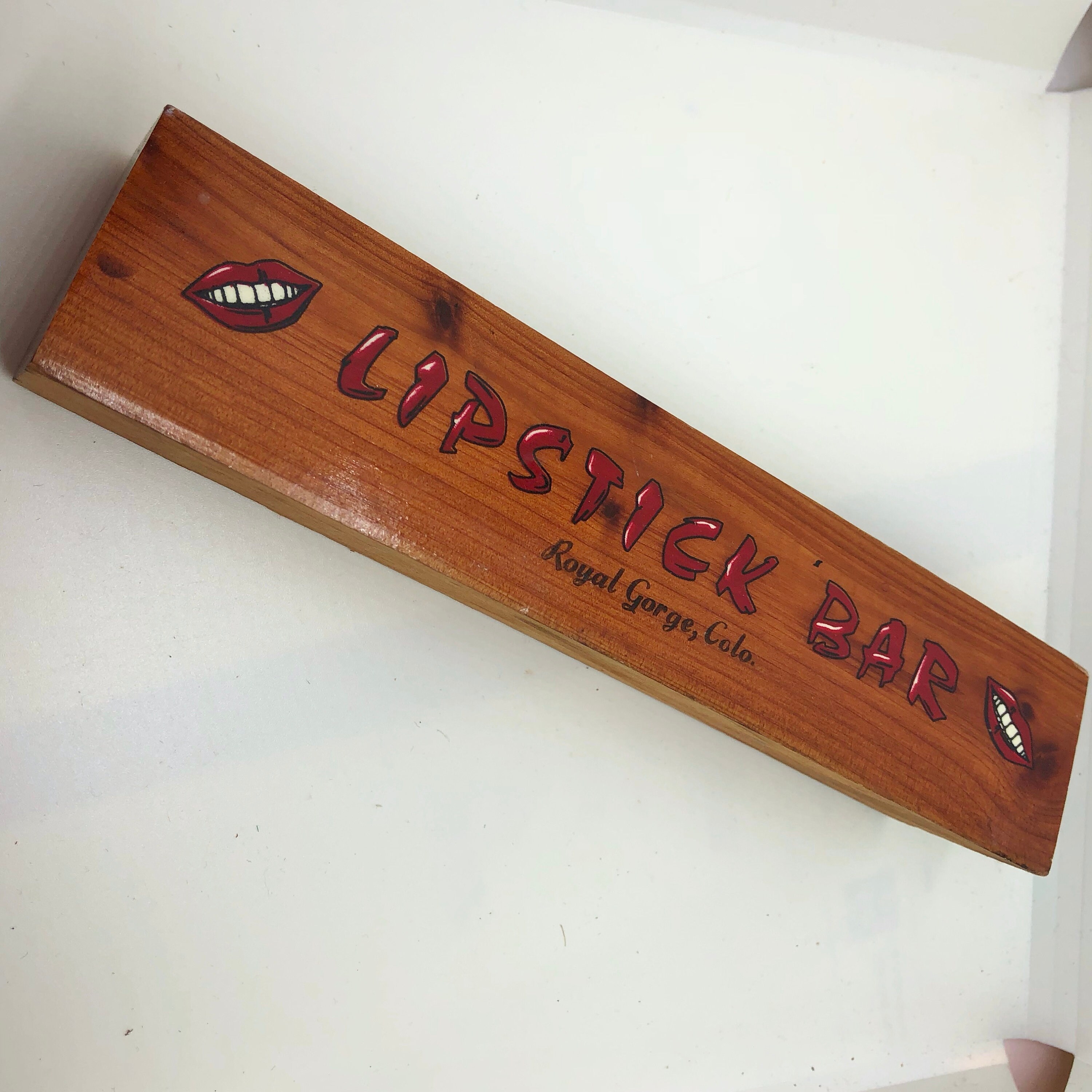 Vintage Wooden Lipstick Holder Souvenir