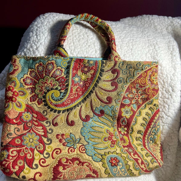 Tapestry Purse, Paisley Satchel, Market Bag