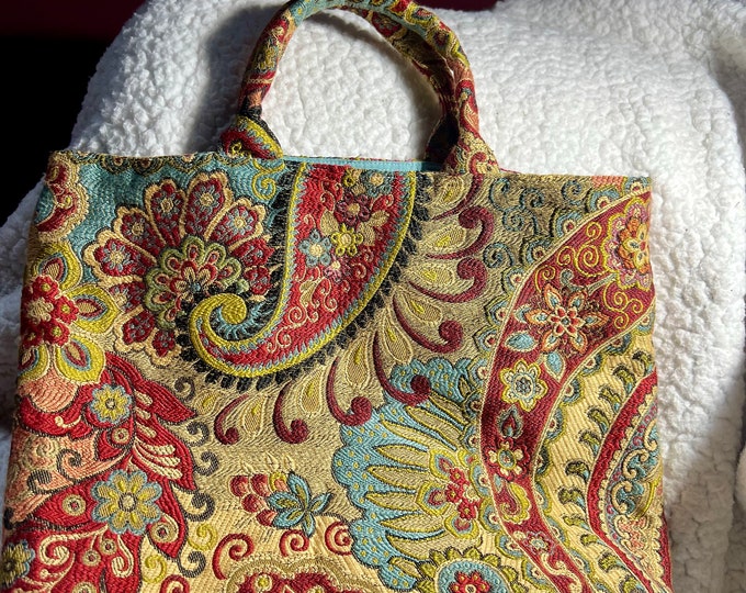 Tapestry Purse, Paisley Satchel, Market Bag