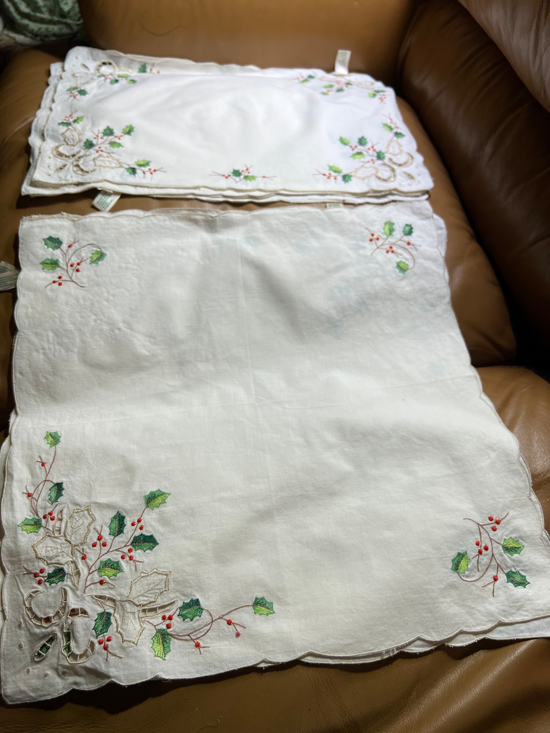 Christmas Linens Lenox Holiday Placemats and Napkins Holly Etsy