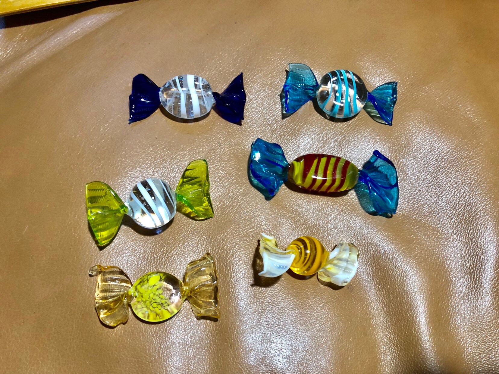 Blown Art Glass Wrapped Candy, Colorful Faux Hard Candy Display Set