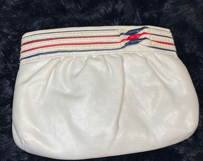 Vintage change purse, red white and blue coin bag