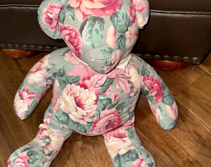 Victorian Bear, Cottagecore Floral Home Decor Handmade, Cottage Chic