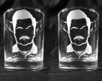 Custom Etched RON SWANSON Portrait Tumblers - set of 2!