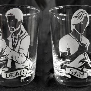 Custom SUPERNATURAL Sam and Dean Winchester Whiskey Glasses - set of 2!