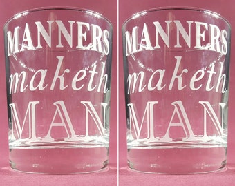 JAMES Custom Etched KINGSMAN - "Maniery czynią człowieka" - szklanki do whisky - zestaw 2 sztuk!