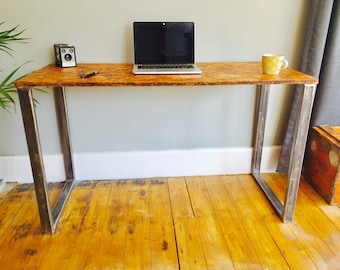 OSB industrial desk with box steel pedestal legs