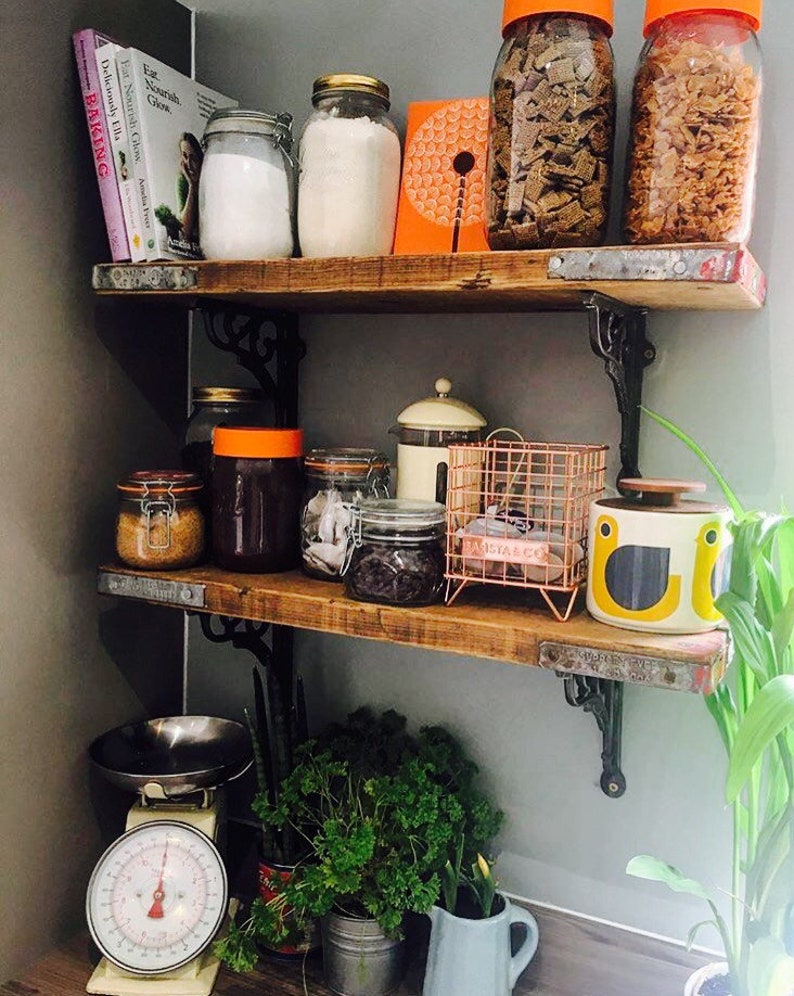 Reclaimed Wood Shelving Scaffold With Copper Pipe Rail Etsy UK