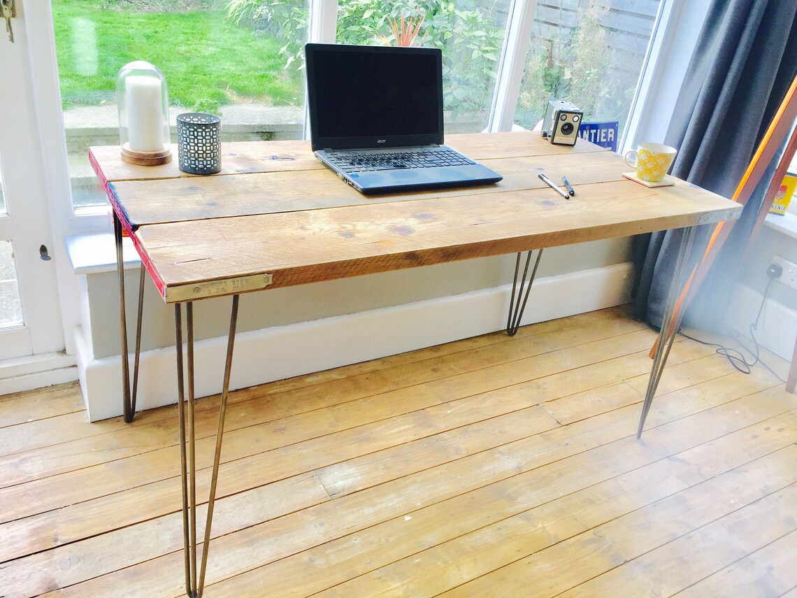 Reclaimed wood desk industrial desk scaffold desk Etsy