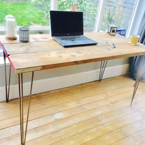 Reclaimed wood desk industrial desk scaffold desk