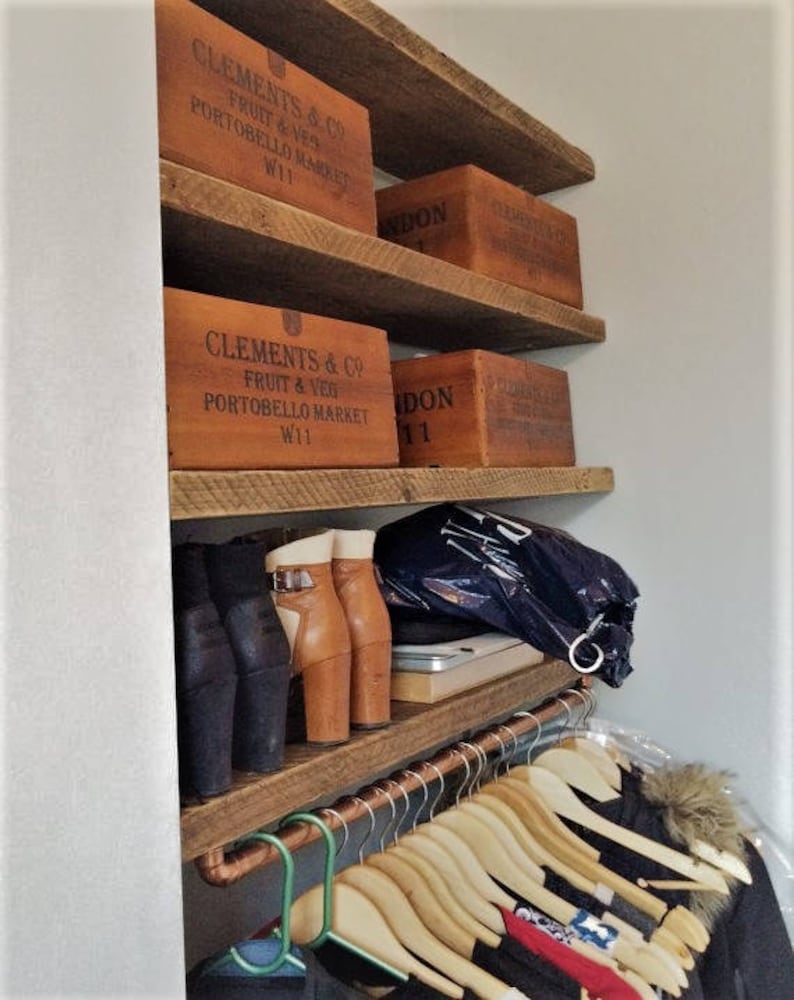 Reclaimed Wood Shelving Scaffold With Copper Pipe Rail Etsy UK