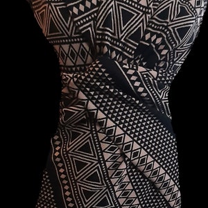 58&quot; Double Knit Taupe Geometric Tribal Print Polyester