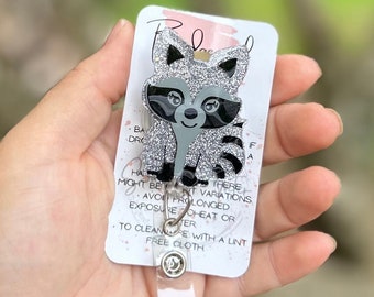 Raccoon badge reel