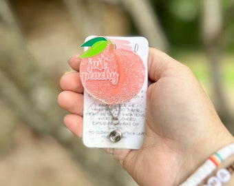 Just peachy badge reel, ID holder, nurse badge, lanyard