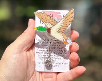 Mallard Duck badge reel, ID holder, nurse gift, Personalized badge holder