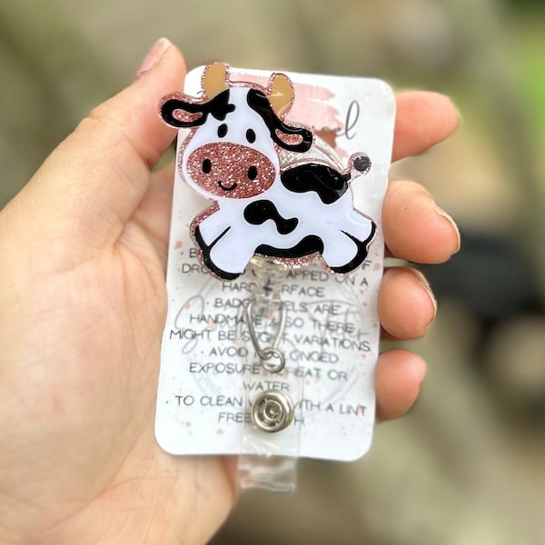 Jumping cow badge reel