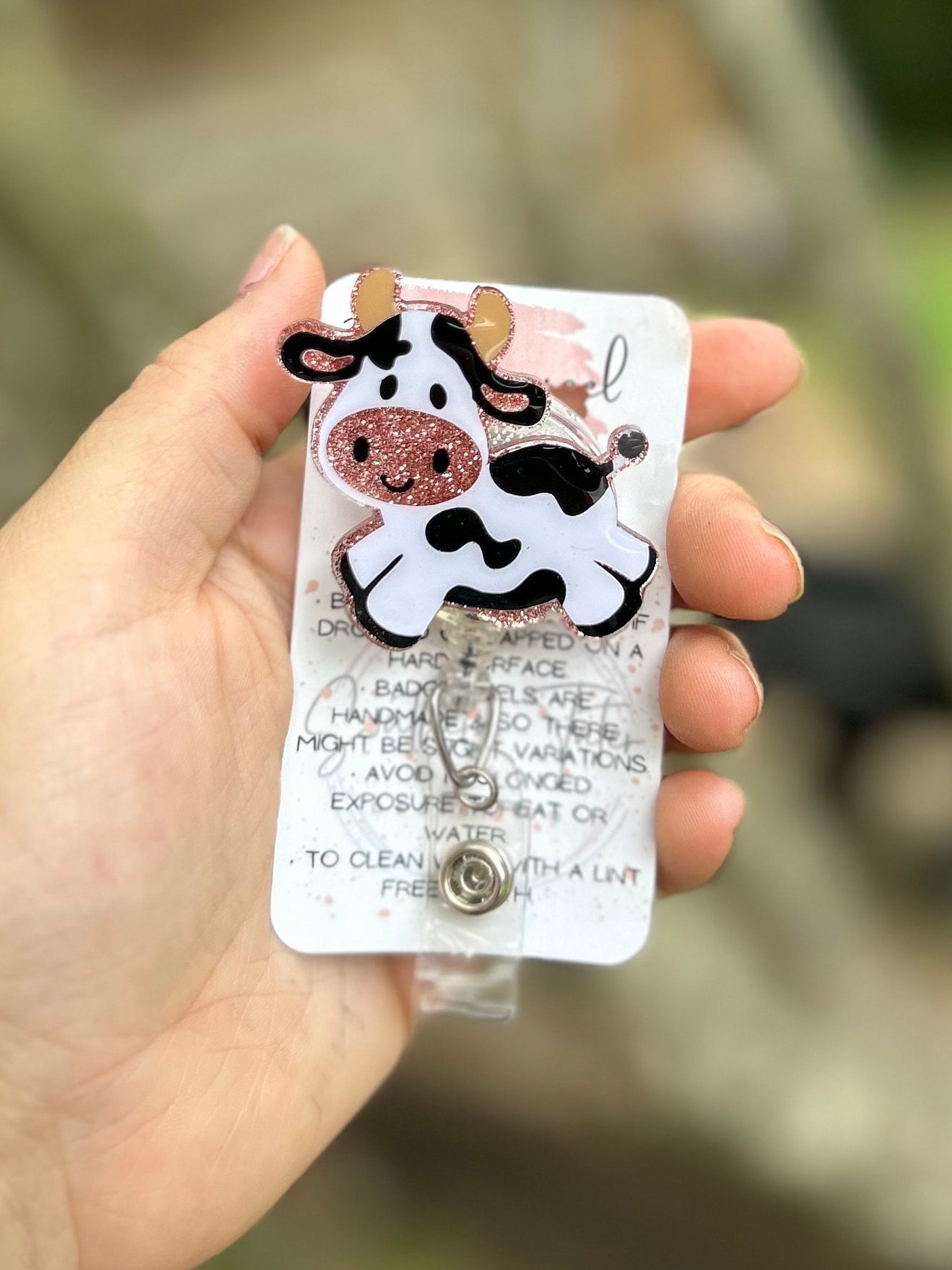 cow badge reel and pen – Its Show Thyme