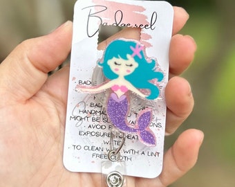 Mermaid badge reel, ID holder, lanyard, nurse badge reel