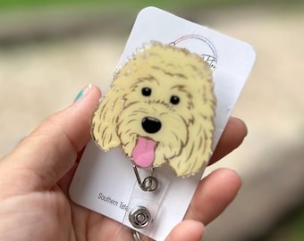Doodle badge reel, ID holder, nurse gift, Personalized badge holder
