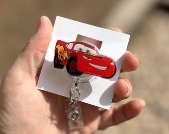 McQueen badge reel, ID holder, nurse gift, Personalized badge holder