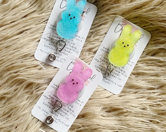 Peep badge reel, Easter ID holder, name tag holder, lanyard