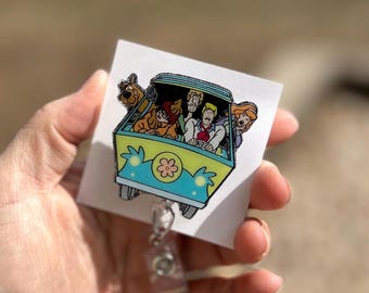 Mystery Machine badge reel, ID holder, nurse gift, Personalized badge holder