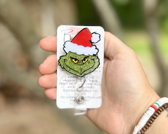 Grinch inspired badge reel