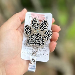 Paw print badge reel, ID holder, nurse gift, Personalized badge holder