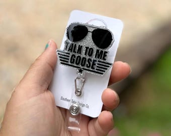 Talk to me badge reel, ID holder, nurse gift, Personalized badge holder
