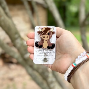 Bobine Highland Cow Badge, support pour carte d'identité, étiquette d'infirmière