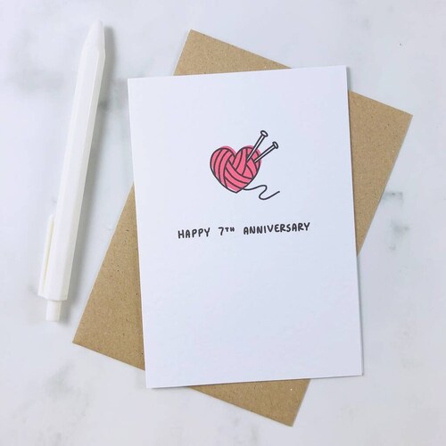 Personalised 7th Wool Anniversary Card Wedding Anniversary Etsy