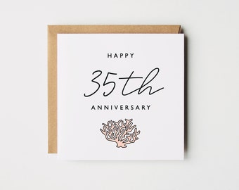 35th Year Anniversary Card | 35th Anniversary Card | Wife Anniversary Card | Husband Anniversary | 35 Year Card | Coral Anniversary