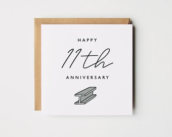 11 Year Anniversary Card | Steel Anniversary Card | Wife Anniversary Card | Husband Anniversary | 11 Year Card