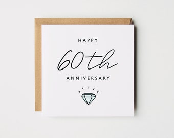 60th Year Anniversary Card | 60th Anniversary Card | Wife Anniversary Card | 60 Year Card | Diamond Anniversary | Milestone Anniversary