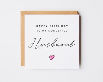 Happy Birthday To My Wonderful Husband Card | Husband Birthday Card | Birthday Card For Husband | Husband Personalised Card