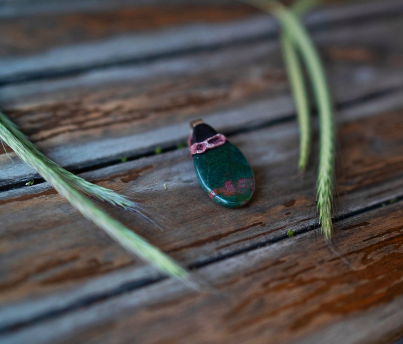 Malachite Gemstone Jewelry Clay Pendant Polymer Clay Pendant Healing Crystals Bloodstone Pendant Malachite Stone Pendant