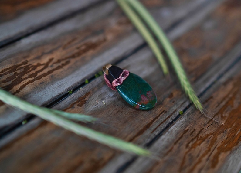 Malachite Gemstone Jewelry Clay Pendant Polymer Clay Pendant Healing Crystals Bloodstone Pendant Malachite Stone Pendant
