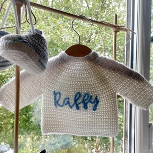 Handmade Crocheted Personalised Embroidered Name Cardigan