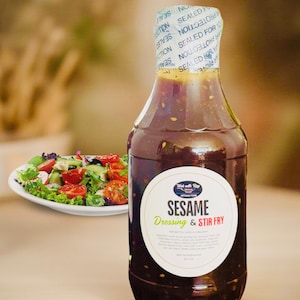 Sesame salad dressing and stir fry.