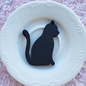 Cat Silhouette Paper Die Cuts, Cat Die Cuts With Ear Cut-Out, DIY Craft Cat Silhouette