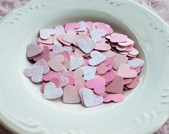 Pink Heart Confetti, Assorted Pink With Glitter Confetti, Party Décor, Wedding Confetti