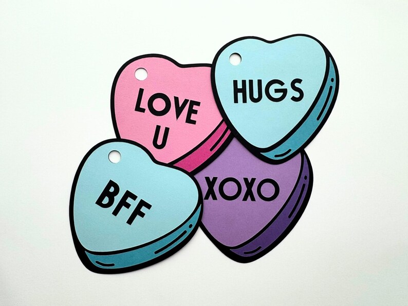 Candy Heart Valentine's Day Tags, Multi-layer Paper Die Cut Gift Tags ...
