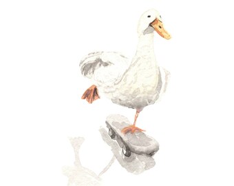 Гусь на скейте рисунок